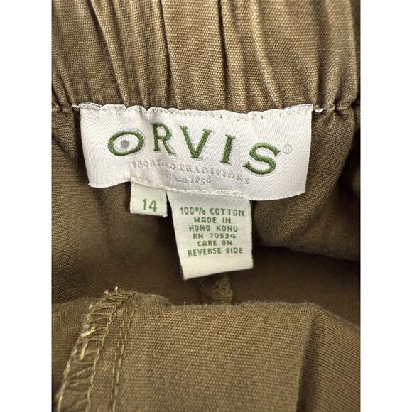 Orvis Size 14 Cargo Shorts Brown Casual Pull On Elastic Waist Cotton - Picture 7 of 9